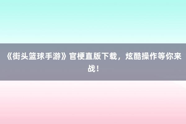 《街头篮球手游》官梗直版下载，炫酷操作等你来战！